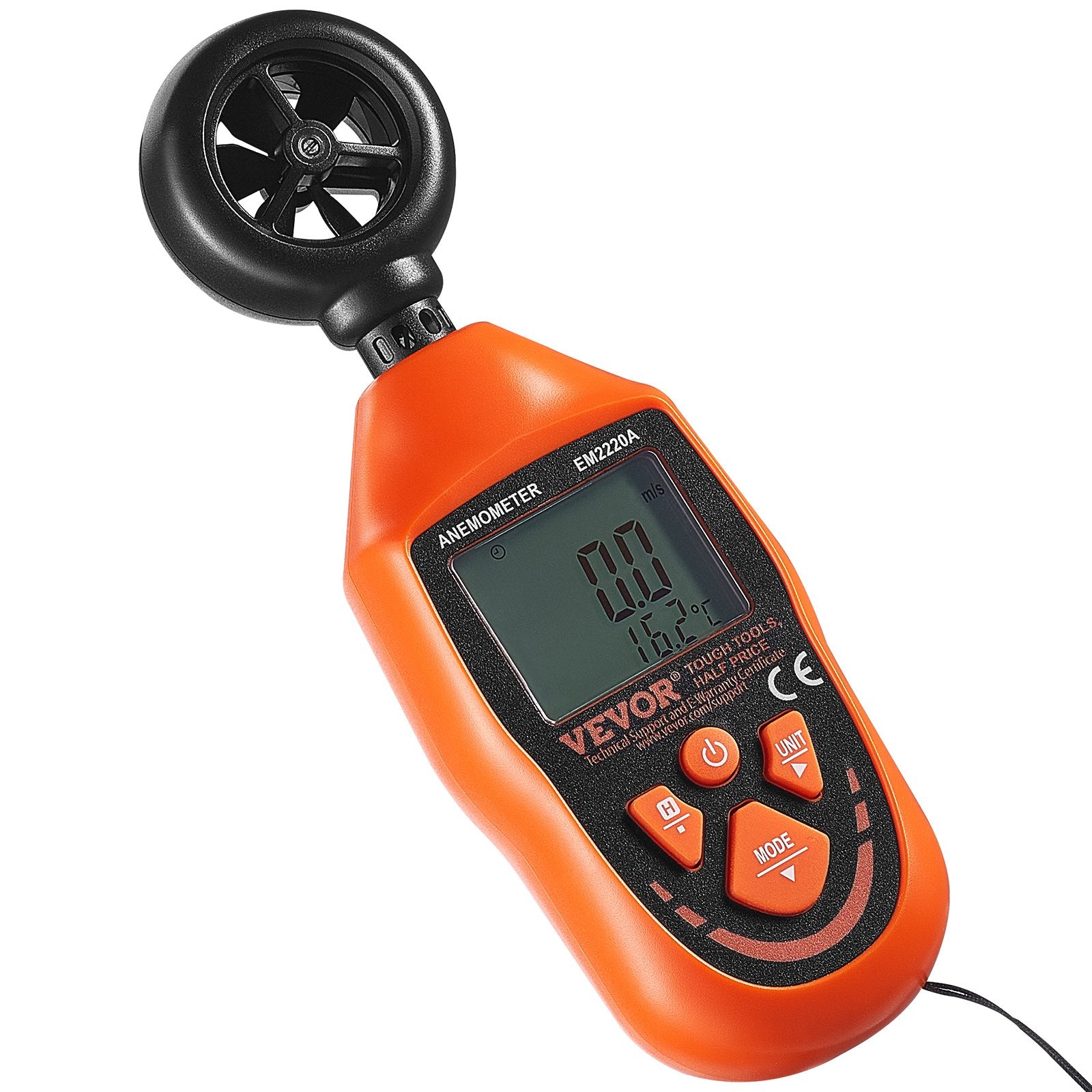 Handheld Anemometer Digital Wind Speed Meter -10℃ to 45℃ with LED Screen