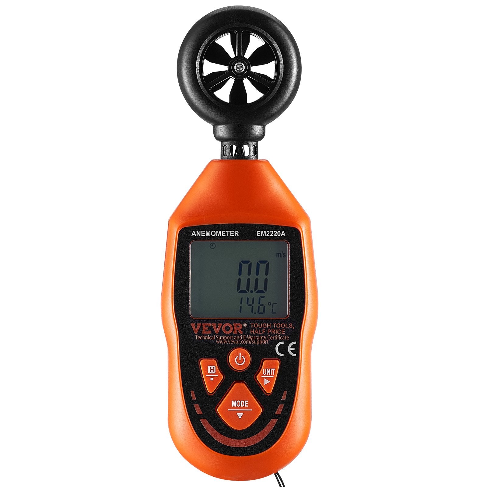 Handheld Anemometer Digital Wind Speed Meter -10℃ to 45℃ with LED Screen