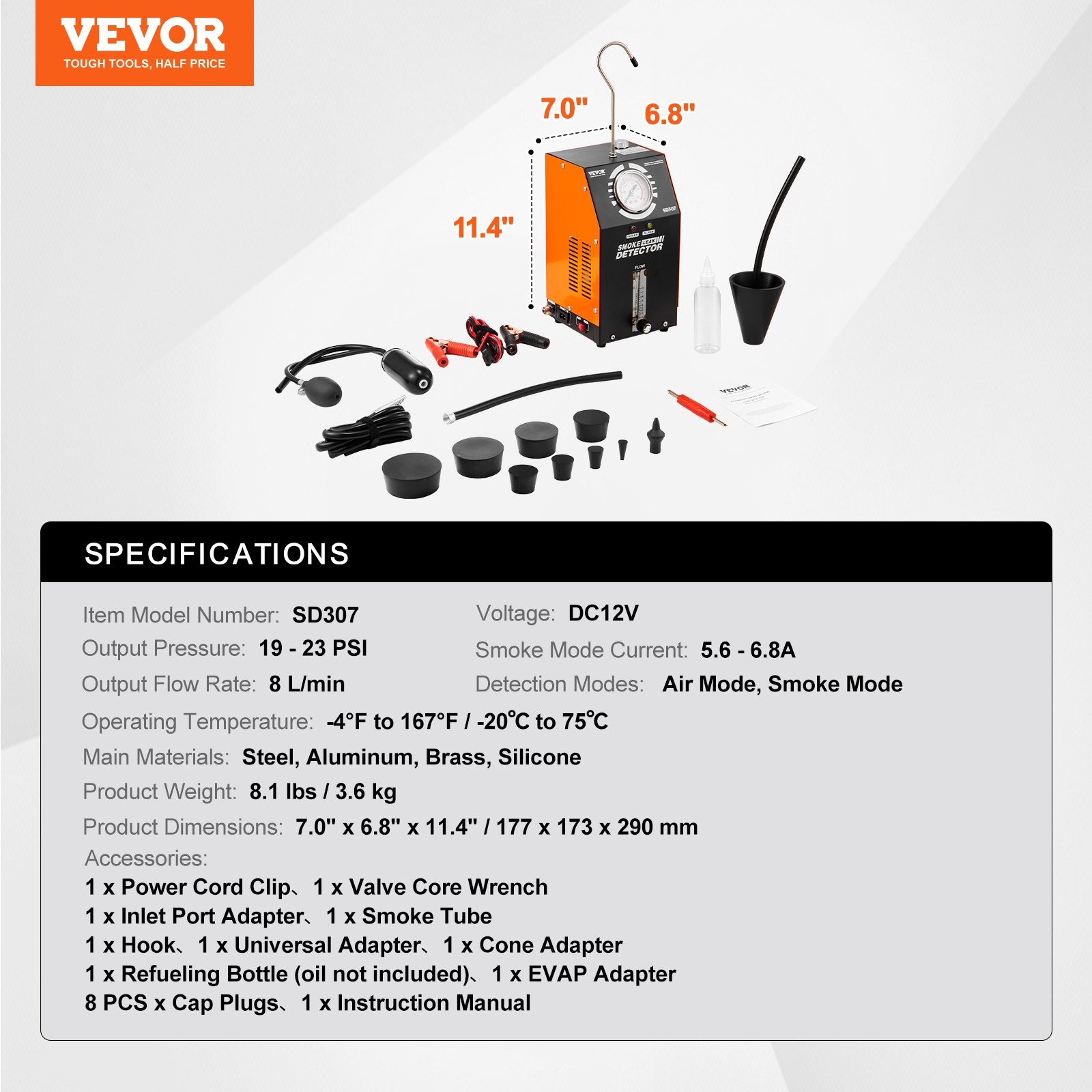 Smoke Machine Automotive Leak Detector EVAP Vacuum Fuel Tester 12V