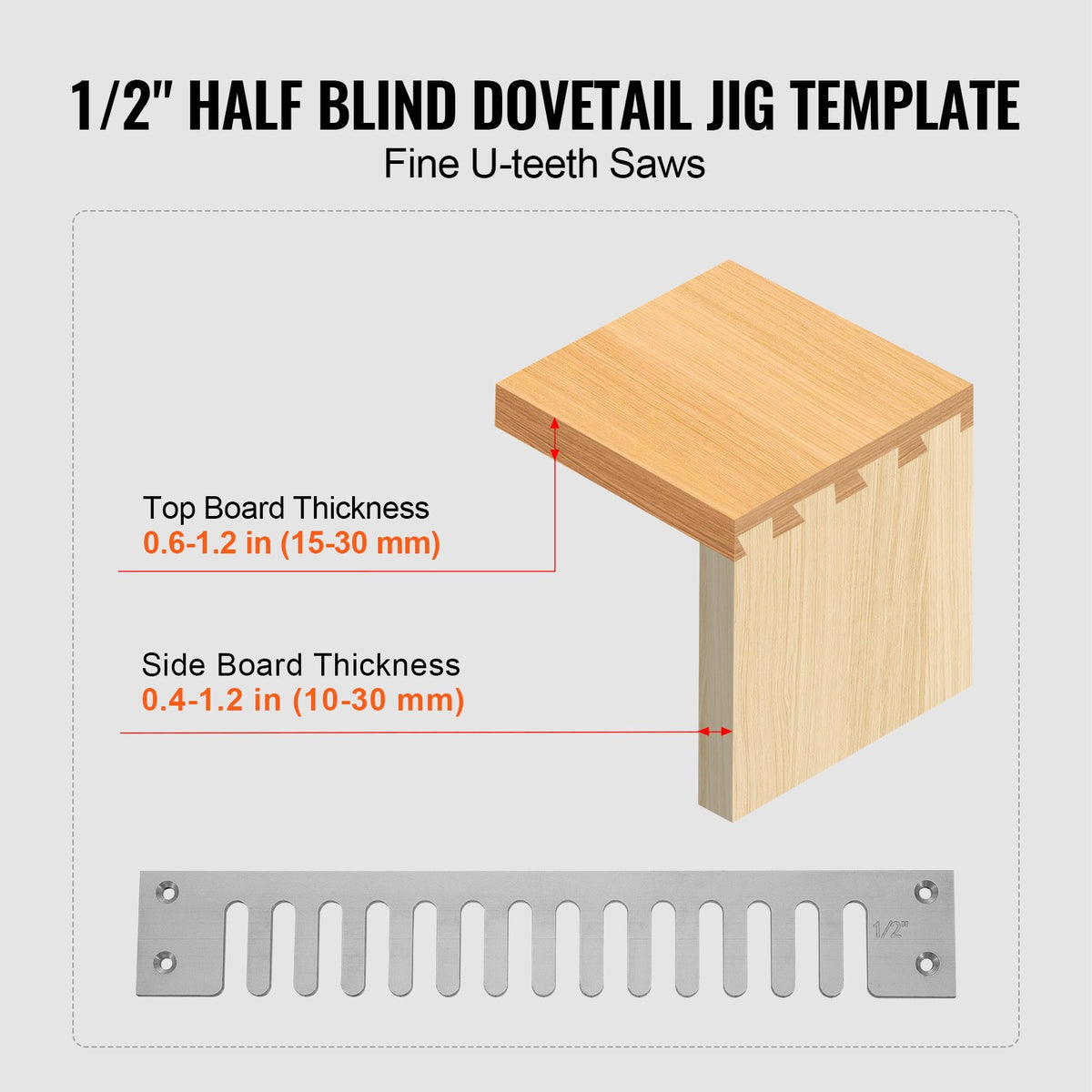 Dovetail Jig, 310 mm Width with Router Bit and 1/2” Template for Woodworking