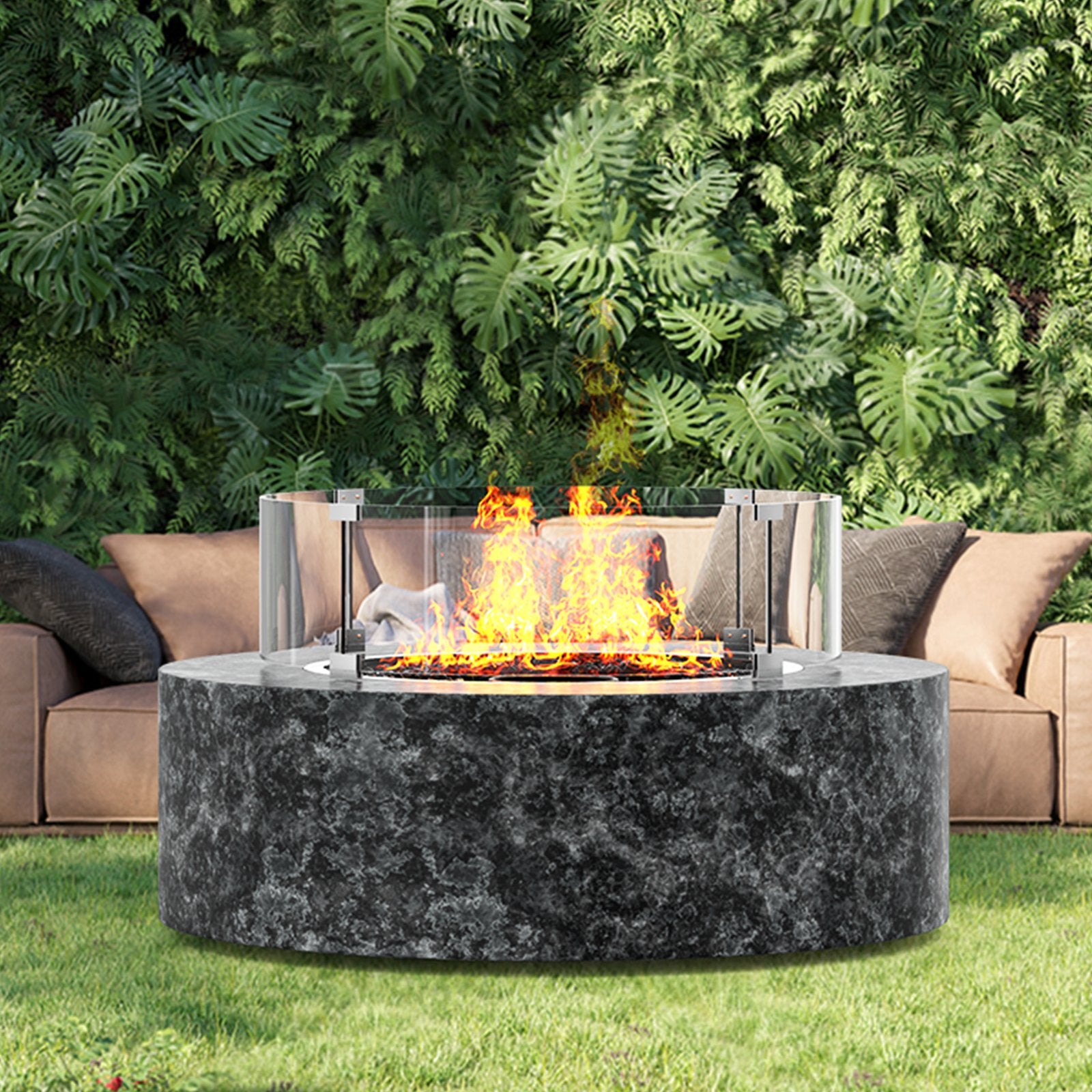 Fire Pit Wind Guard Tempered Glass Flame Guard 26x26x6in 0.24in Thick
