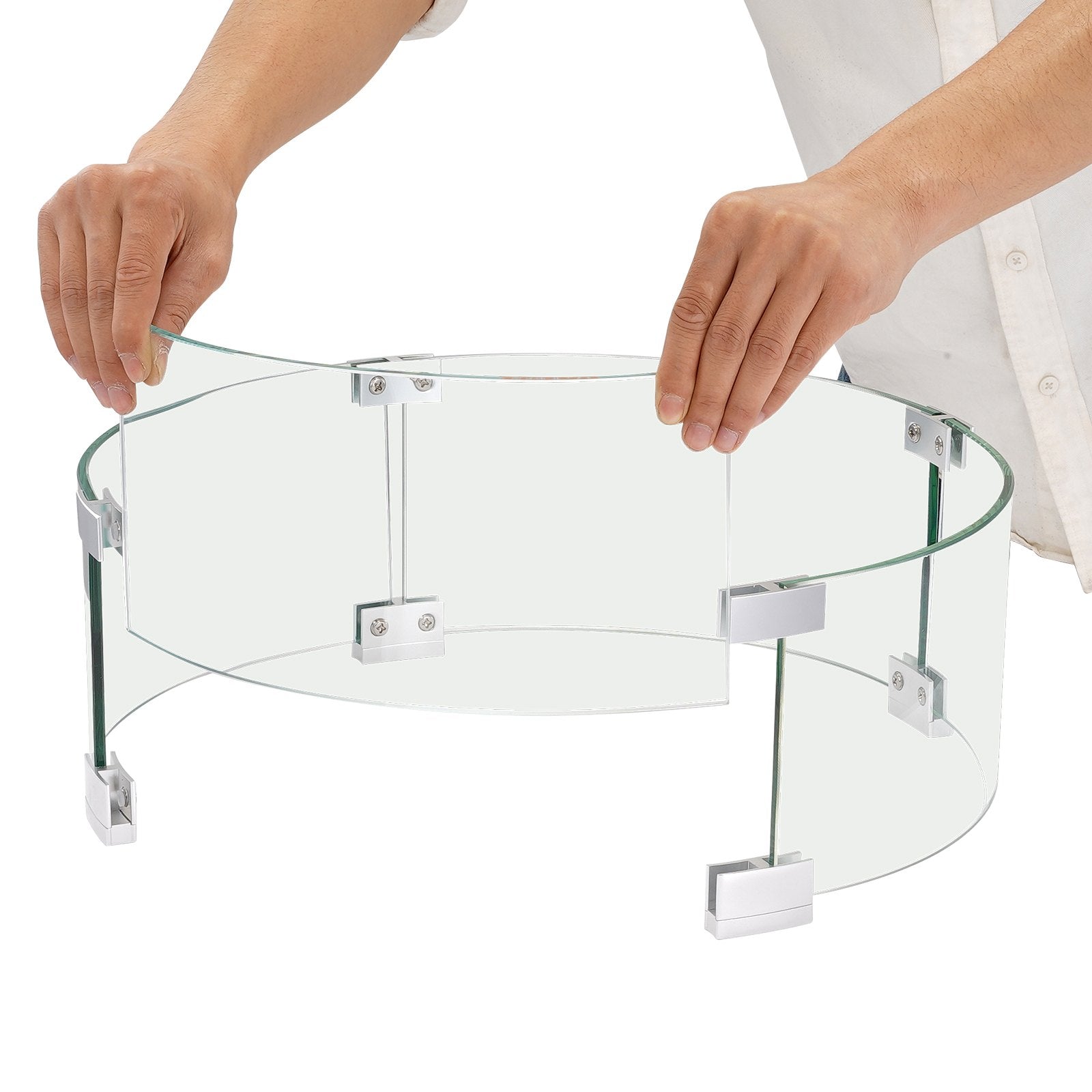 Fire Pit Wind Guard Tempered Glass Flame Guard 26x26x6in 0.24in Thick