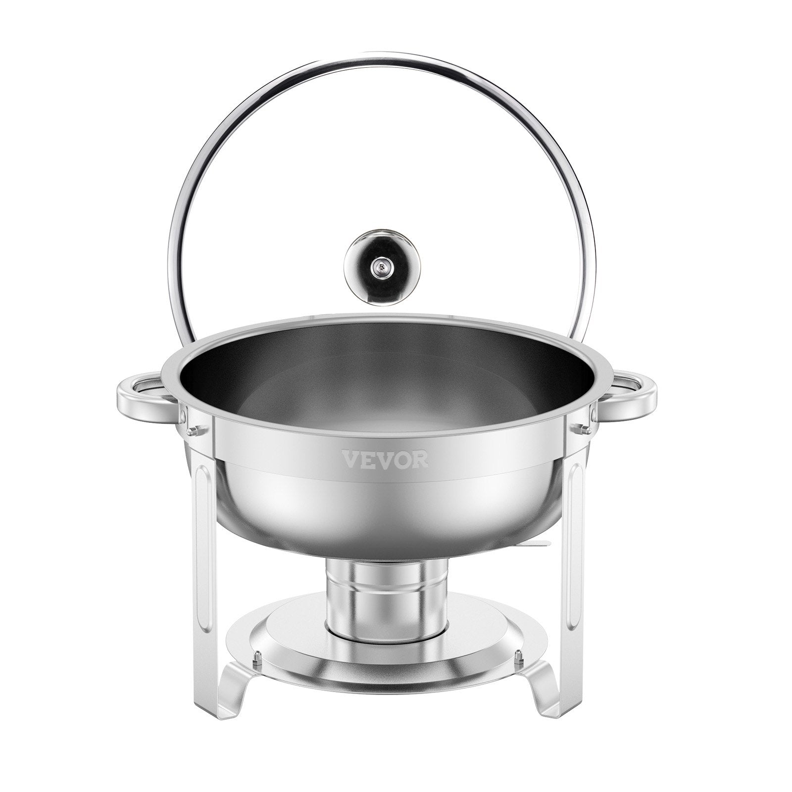 Chafing Dish Buffet Set 5Qt 2Pack Stainless Steel Round Warmer Glass Lid Silver