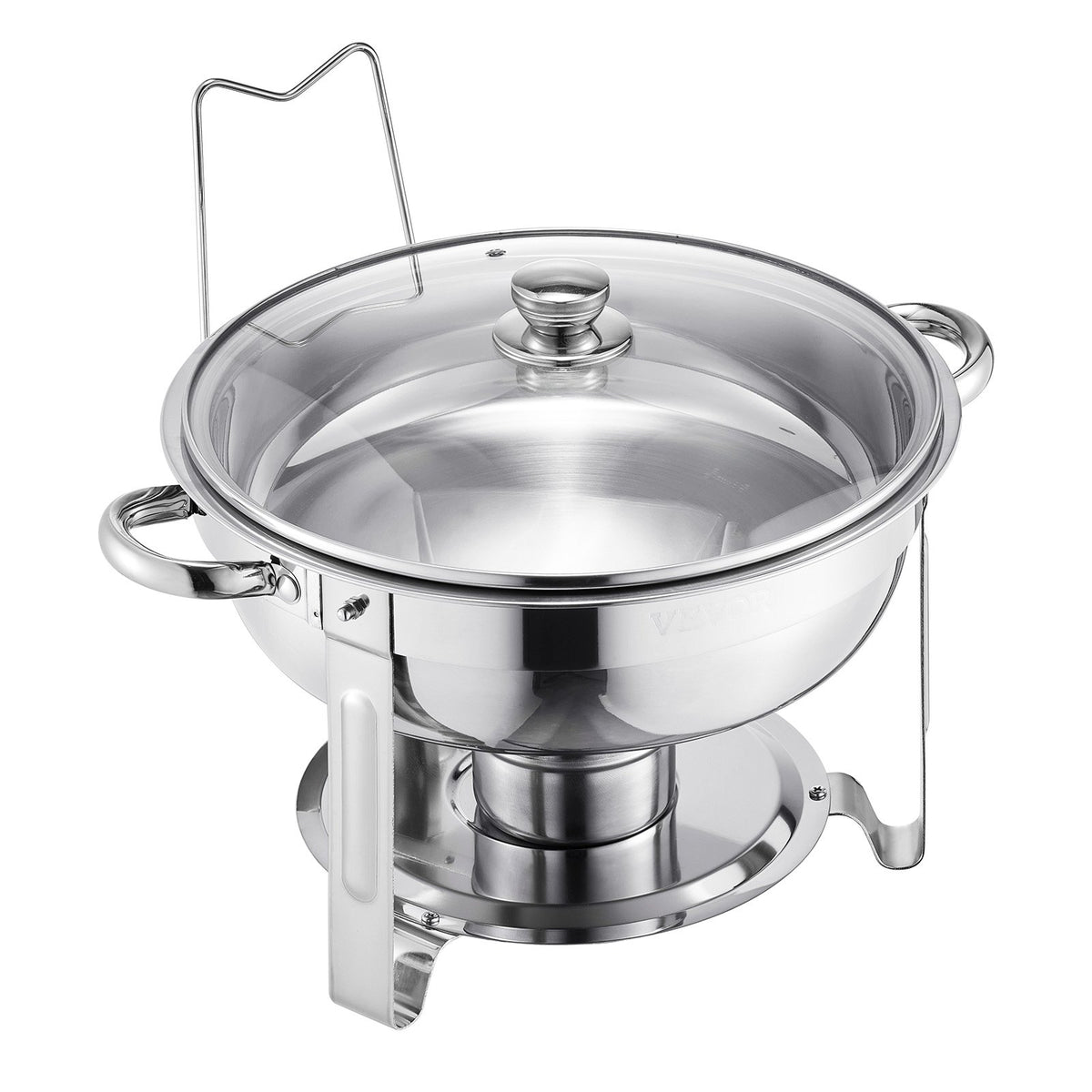 Chafing Dish Buffet Set 5Qt 2Pack Stainless Steel Round Warmer Glass Lid Silver