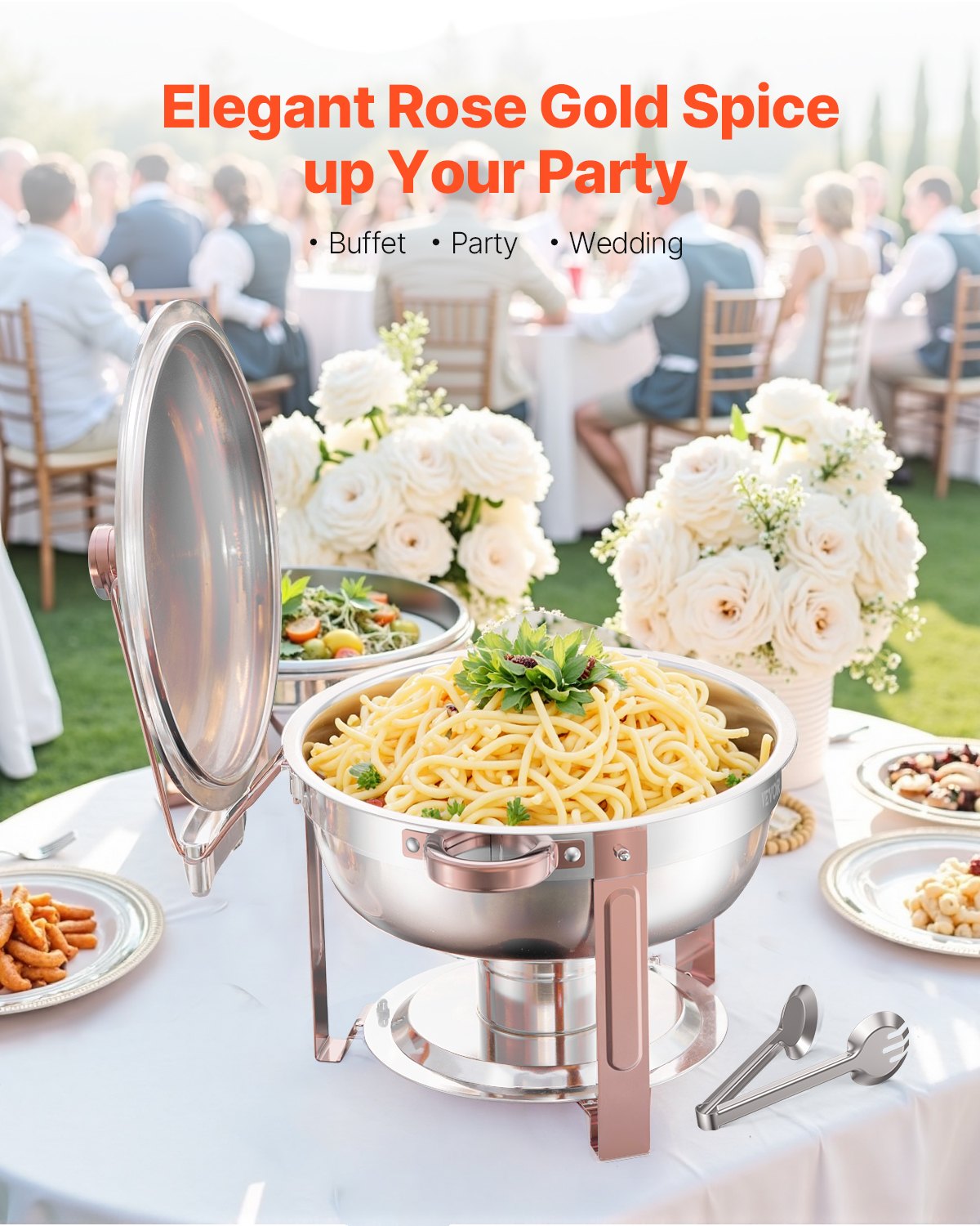 4-Pack 5 Qt Stainless Steel Chafing Dish Set Lid Folding Stand