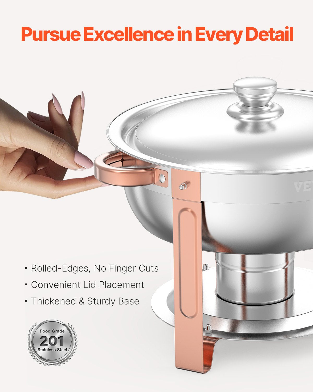 4-Pack 5 Qt Stainless Steel Chafing Dish Set Lid Folding Stand