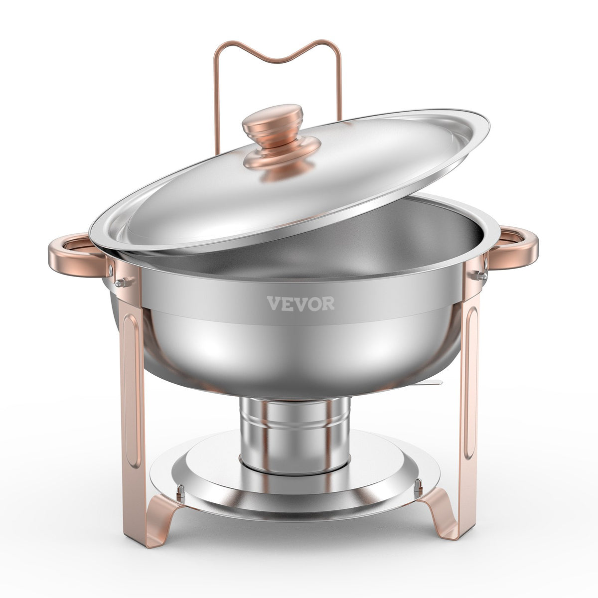 4-Pack 5 Qt Stainless Steel Chafing Dish Set Lid Folding Stand