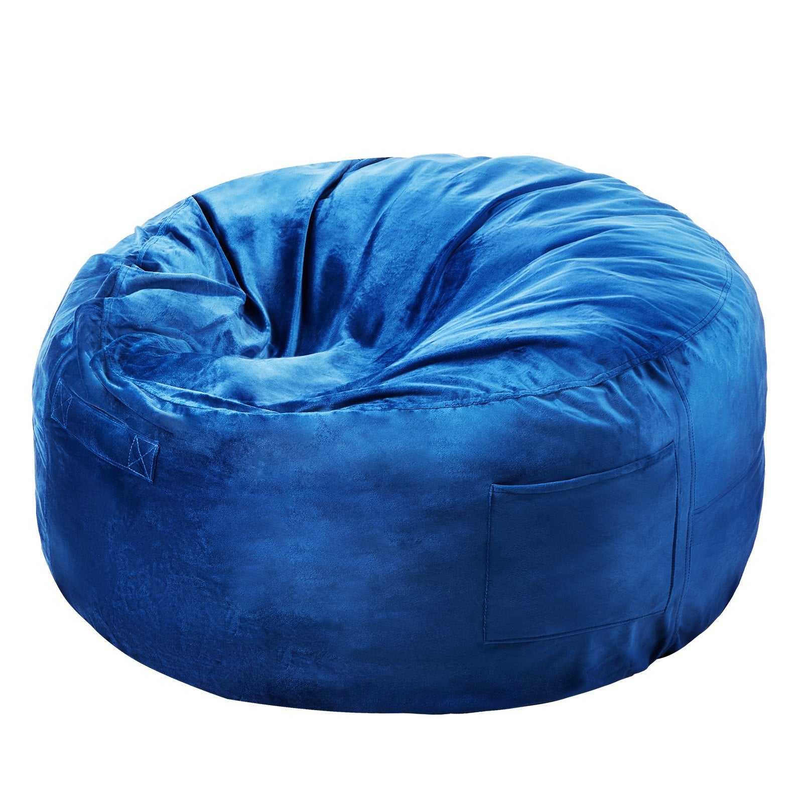 91cm Round Bean Bag Chair with Memory Foam and Removable Cover Blue