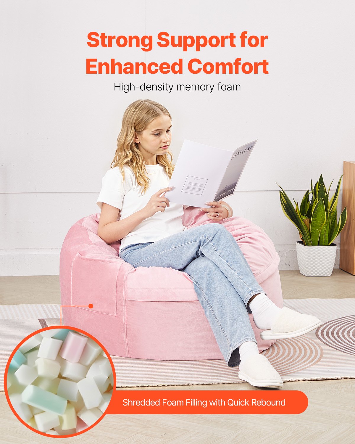 Bean Bag Chair 91cm Round Memory Foam with Removable Washable Dutch Velvet Blue