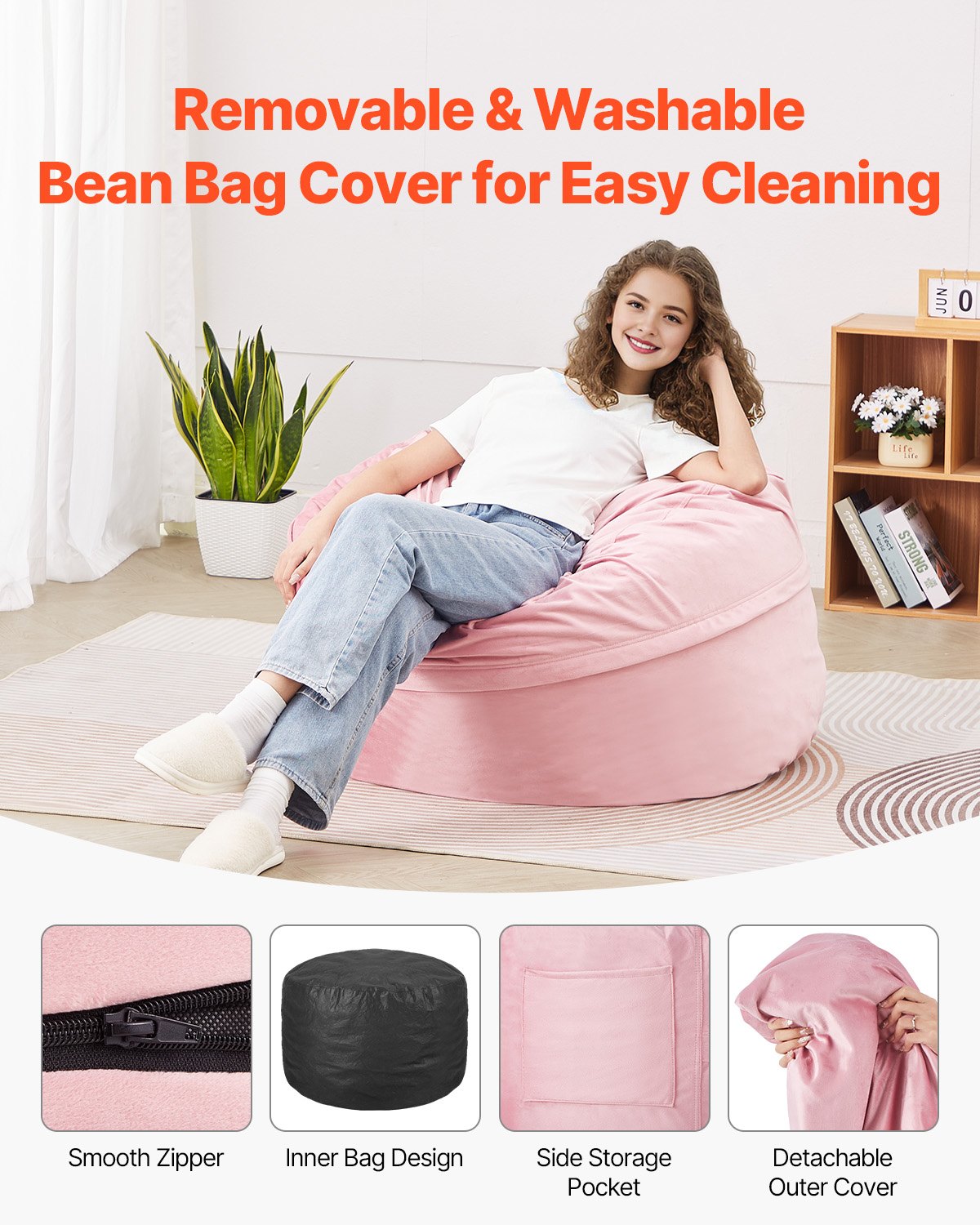 Bean Bag Chair 91cm Round Memory Foam with Removable Washable Dutch Velvet Blue