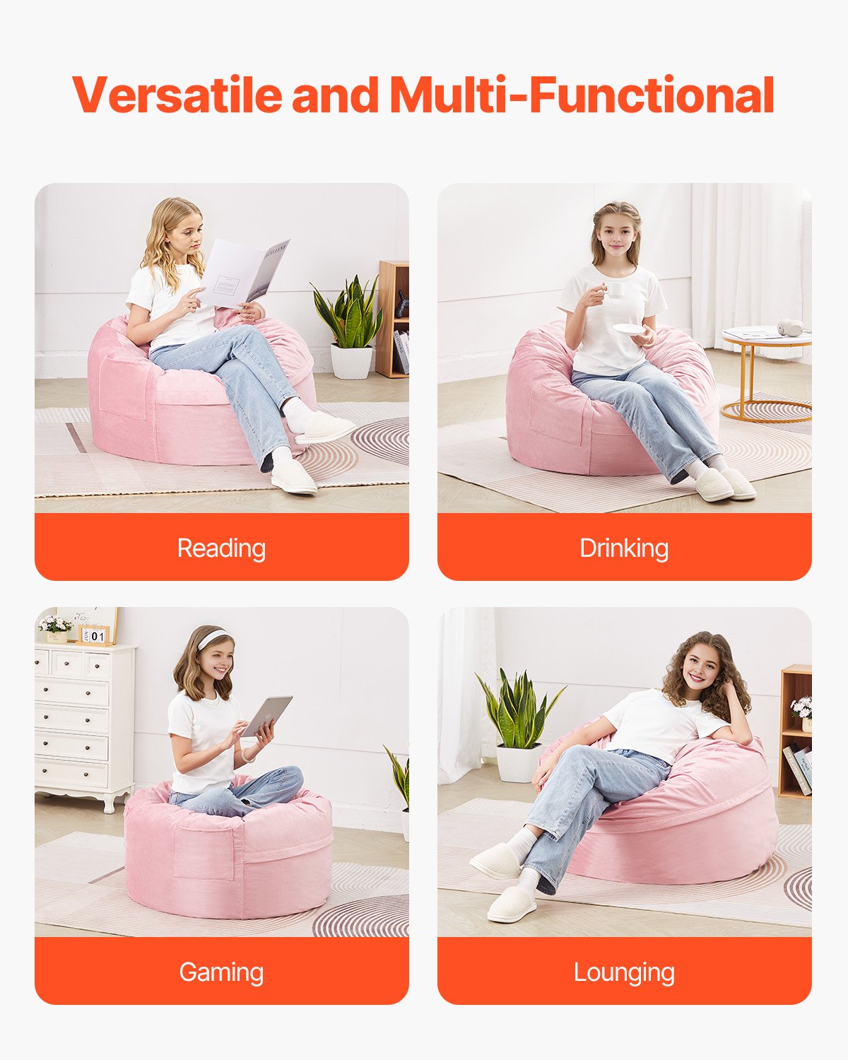 Bean Bag Chair 91cm Round Memory Foam with Removable Washable Dutch Velvet Blue