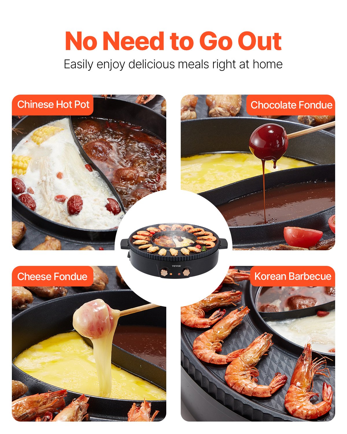 Hot Pot with Grill 1800W 2-in-1 Electric Smokeless Korean BBQ Shabu Dual Temp