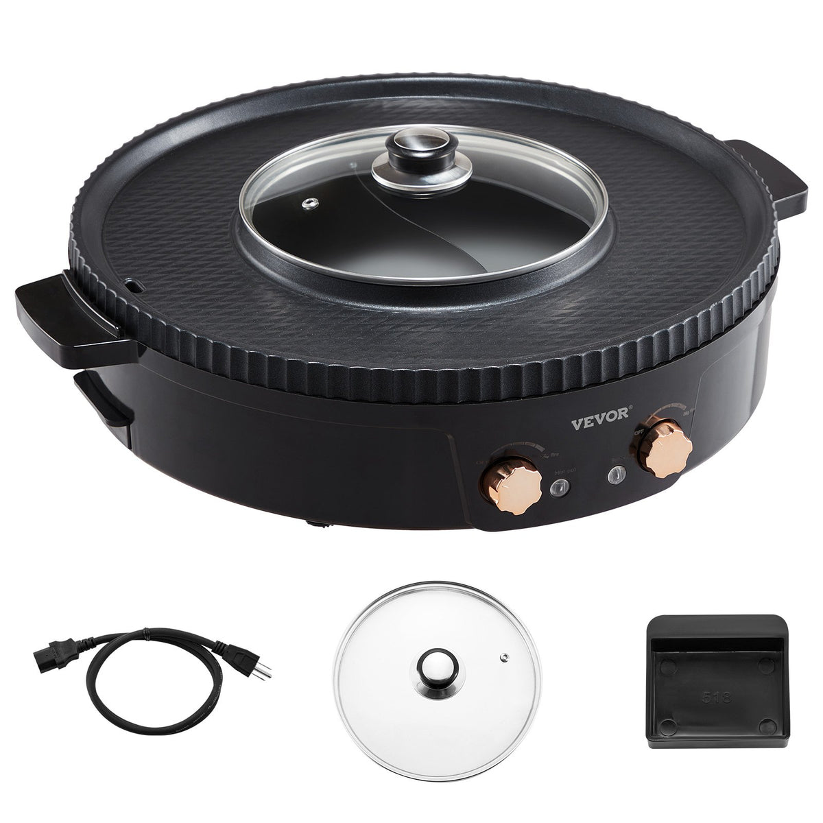 Hot Pot with Grill 1800W 2-in-1 Electric Smokeless Korean BBQ Shabu Dual Temp