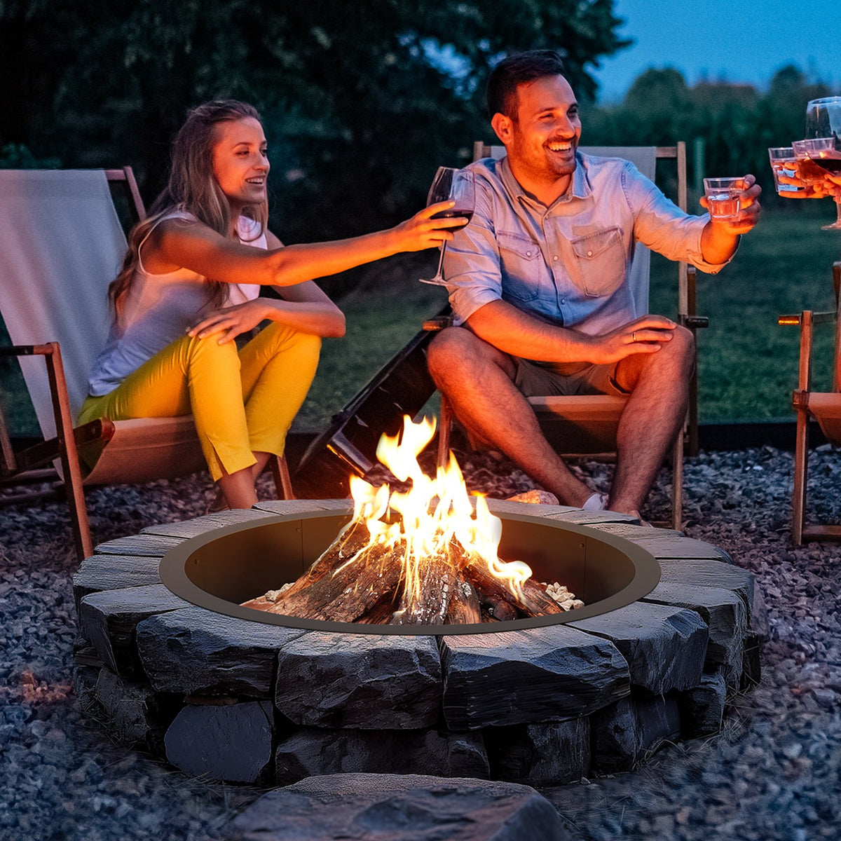 40" Square Fire Pit Ring, 36" Inner, 8.5" Height, Heavy Duty Carbon Steel