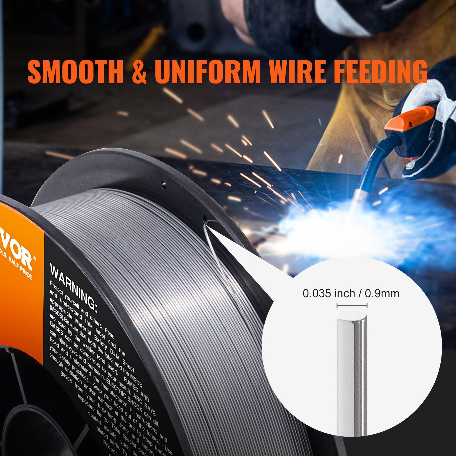 Flux Core Welding Wire E71T-GS 0.089cm 4.5kg Gasless Mild Steel MIG Welding