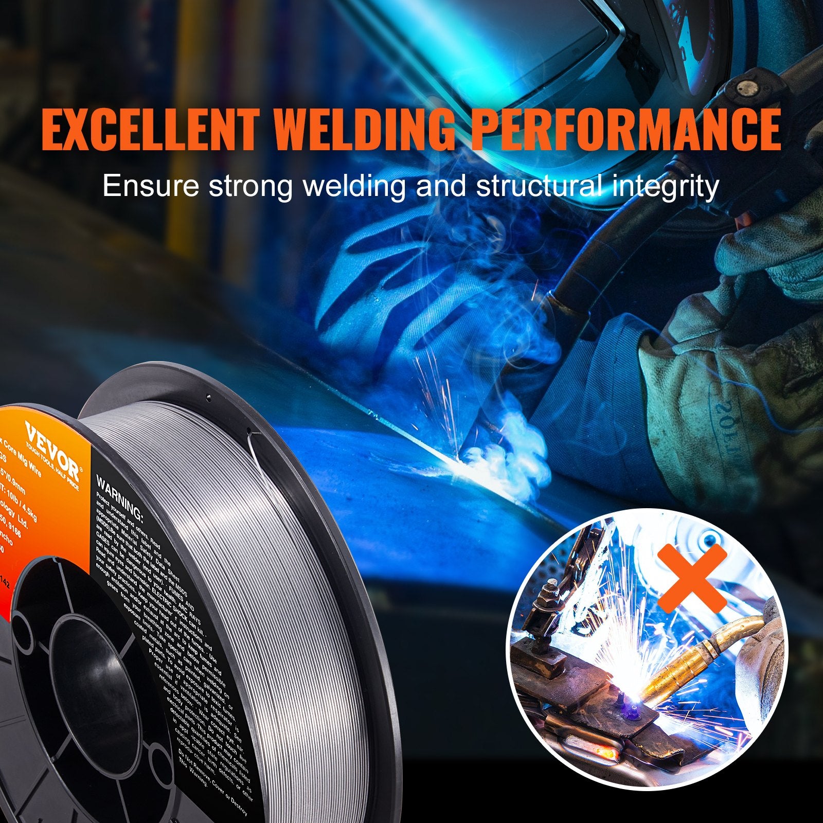Flux Core Welding Wire E71T-GS 0.089cm 4.5kg Gasless Mild Steel MIG Welding
