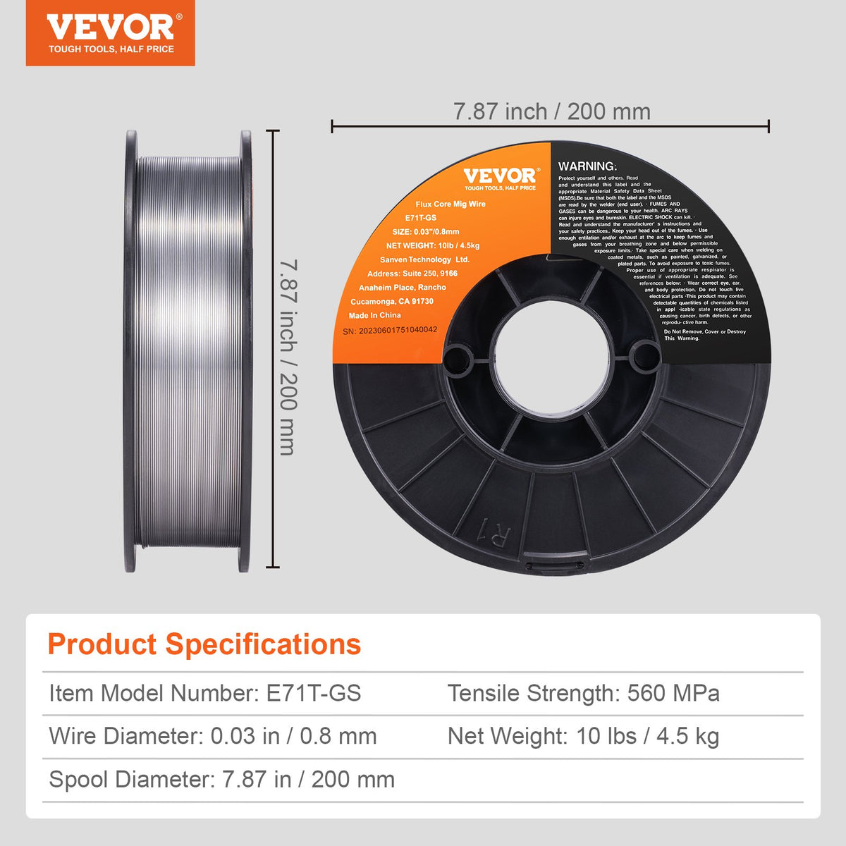 E71T-GS 0.030in Flux Core Welding Wire 10LBS Gasless MIG Wire with Low Splatter