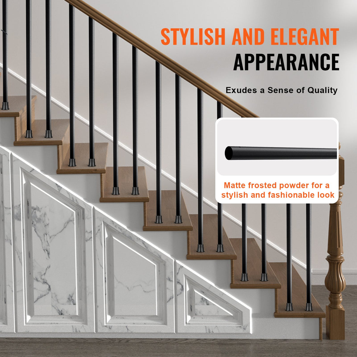 101 Pack Staircase Metal Balusters 3/4'' x 32'' Aluminum Spindles Satin Black