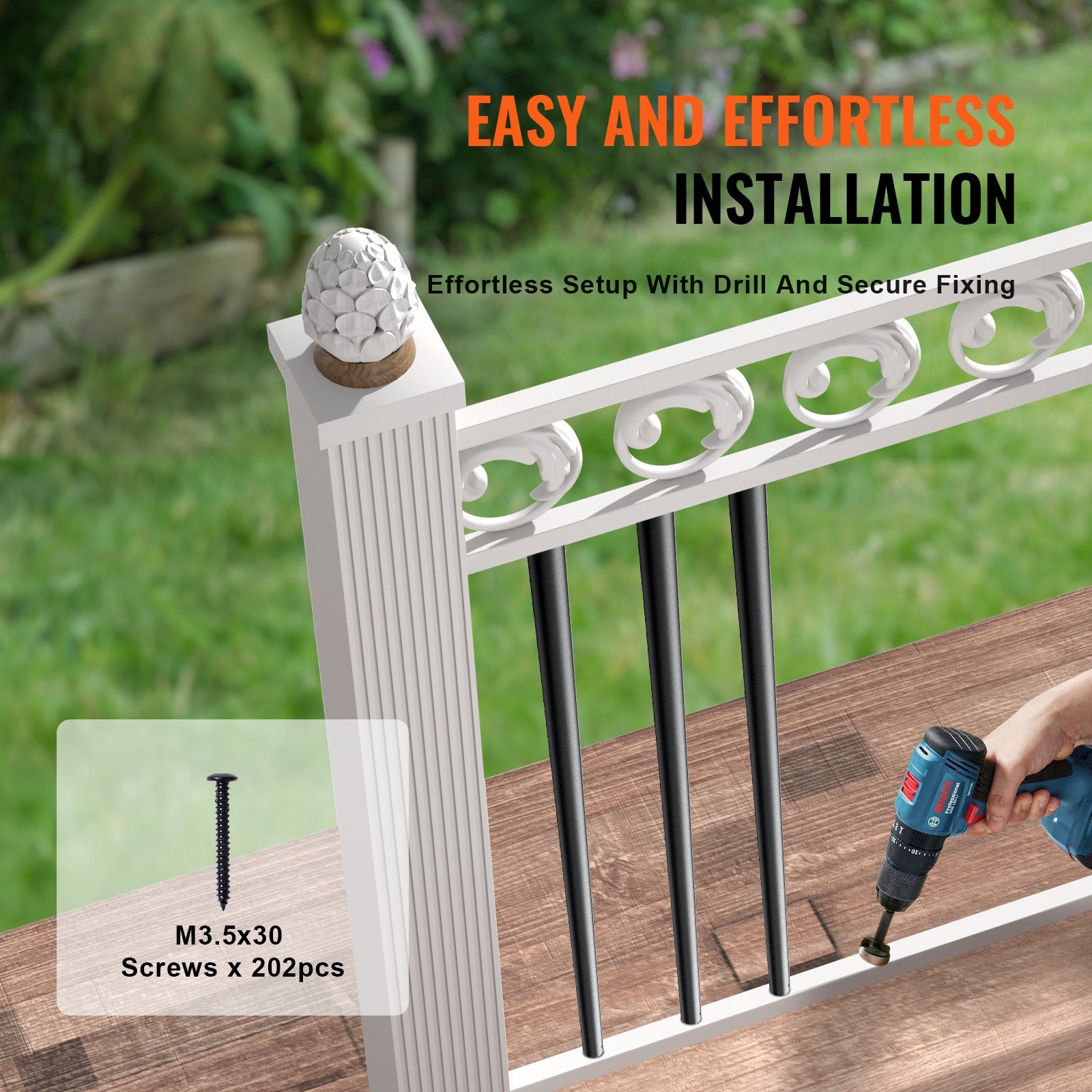 101 Pack Staircase Metal Balusters 3/4'' x 32'' Aluminum Spindles Satin Black