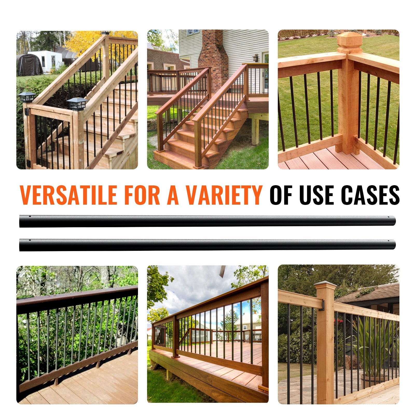 101 Pack Staircase Metal Balusters 3/4'' x 32'' Aluminum Spindles Satin Black