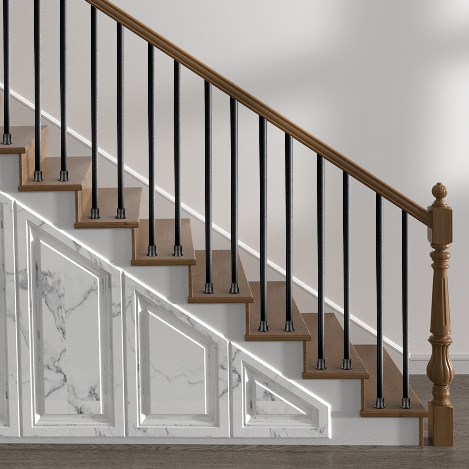 101 Pack Staircase Metal Balusters 3/4'' x 32'' Aluminum Spindles Satin Black