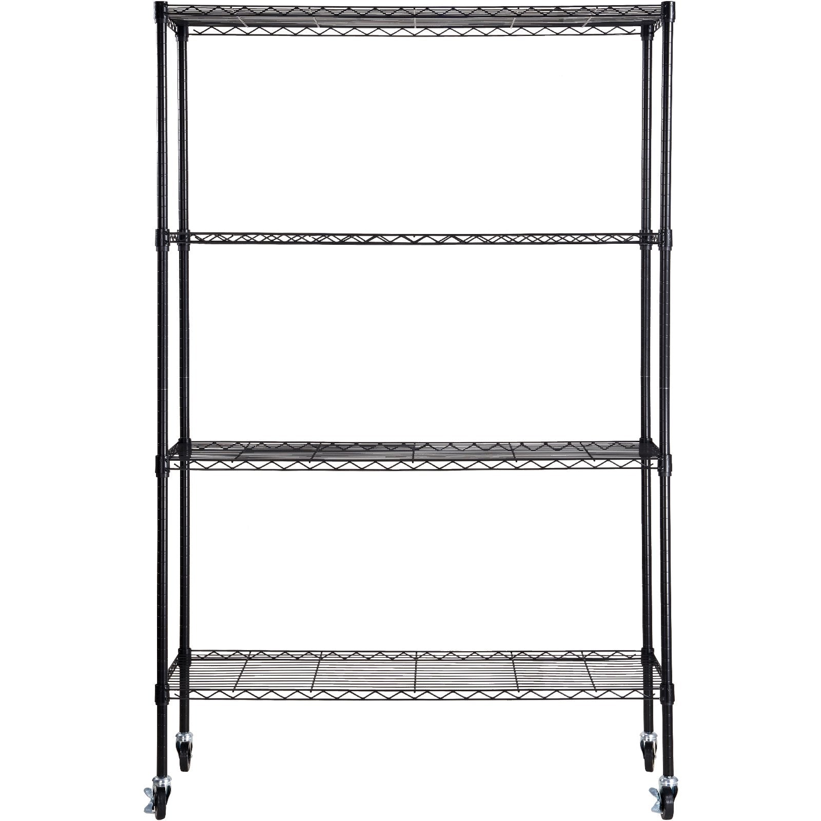 Storage Shelving Unit 4-Tier Heavy Duty Metal Garage Rack Wheels Black