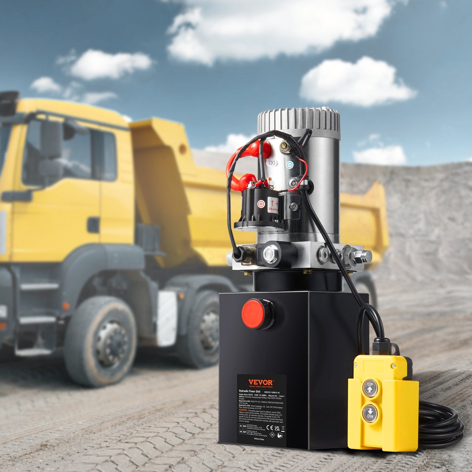 Hydraulic Pump 4 Quart Single Acting Dump Trailer 0.91 GPM 3200 PSI DC 12V