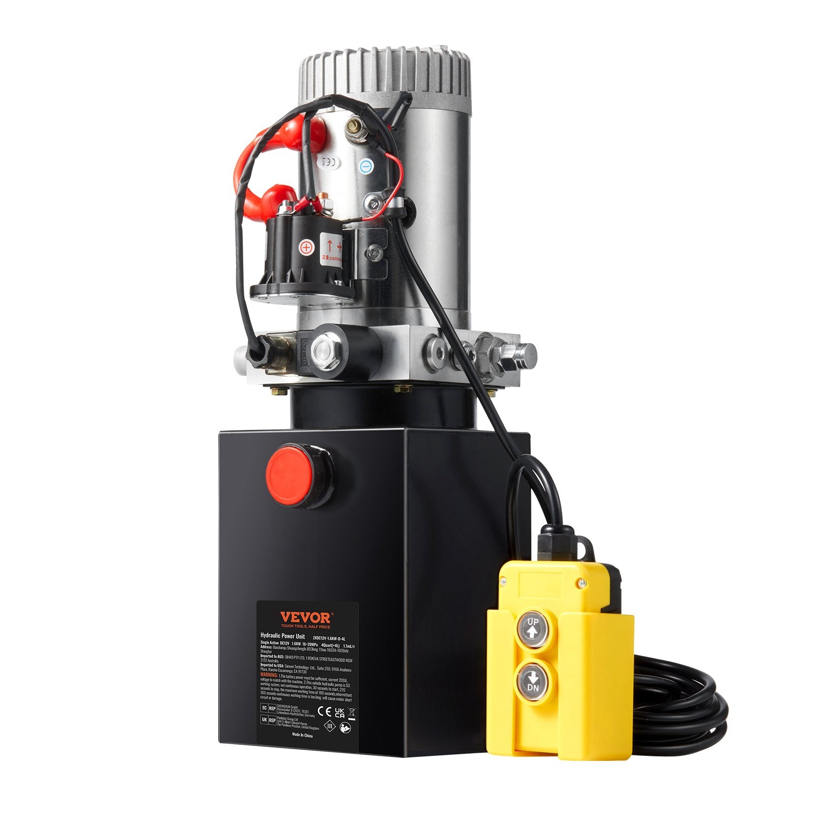Hydraulic Pump 4 Quart Single Acting Dump Trailer 0.91 GPM 3200 PSI DC 12V
