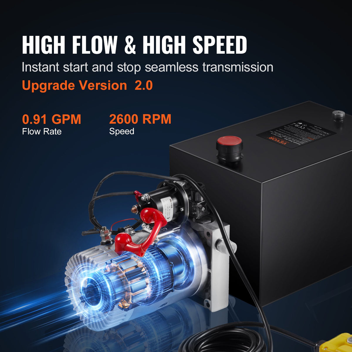 Hydraulic Pump 12Qt 12V Single Acting Dump Trailer 3200PSI 0.91GPM Power Unit