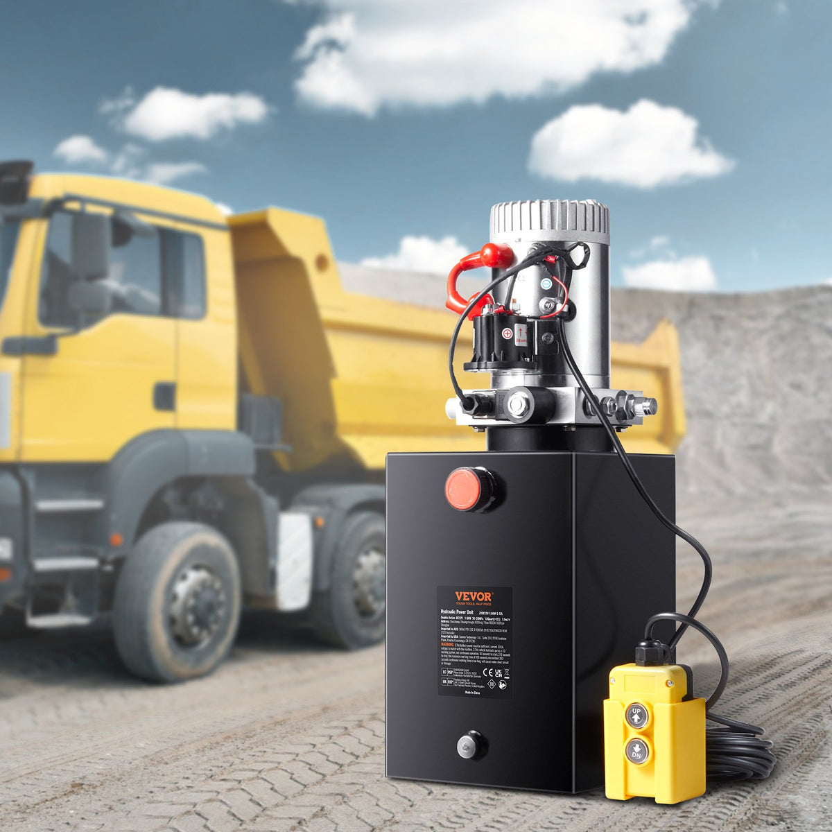 Hydraulic Pump 12Qt 12V Single Acting Dump Trailer 3200PSI 0.91GPM Power Unit