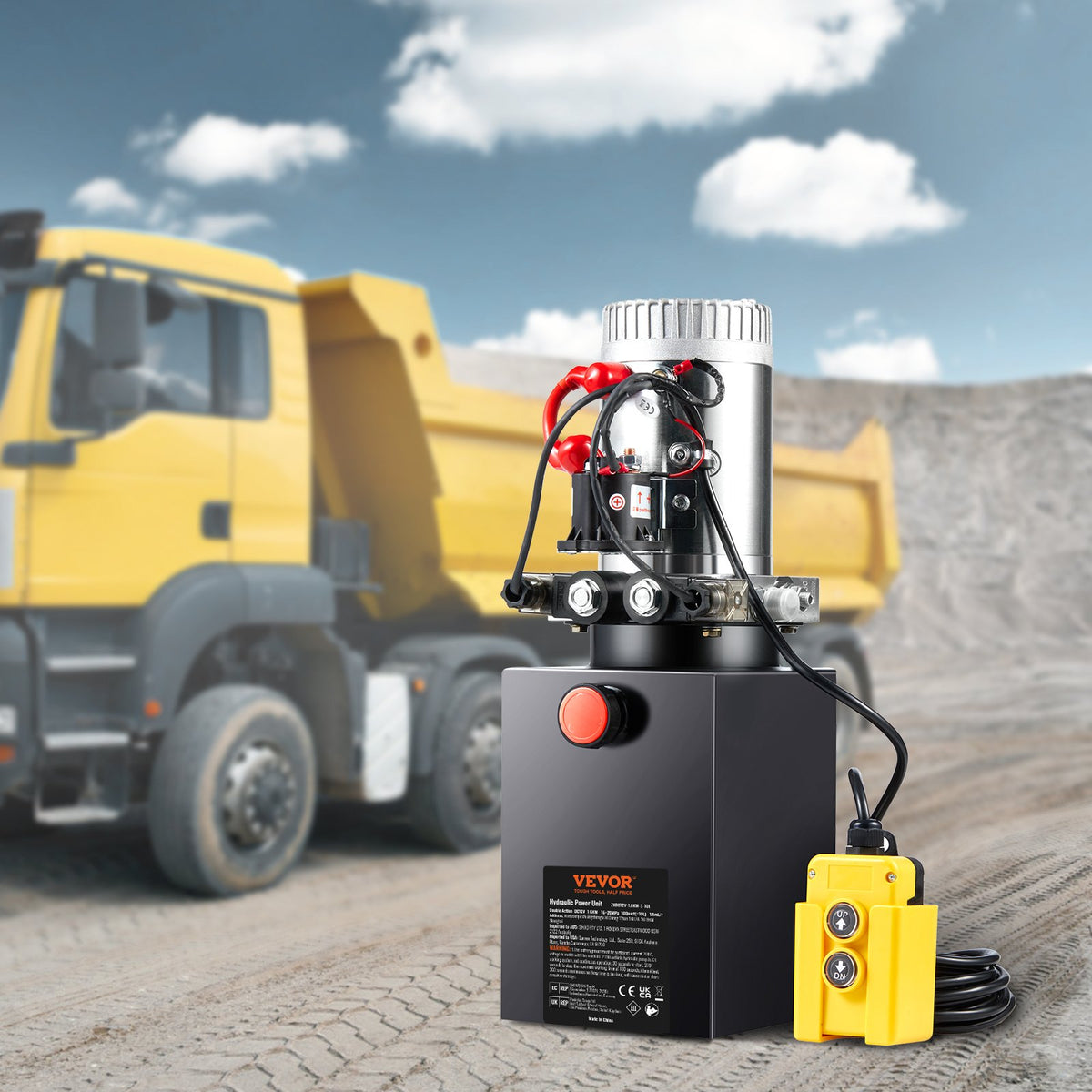 10 Quart Hydraulic Pump, Double Acting, 0.91 GPM, 3200 PSI, 12V for Dump Trailer