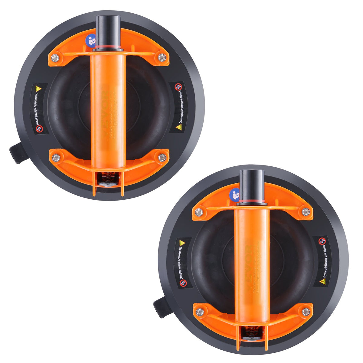 Glass Suction Cup 203mm 2 Pack 278kg Capacity with Steel Handle Carry Box