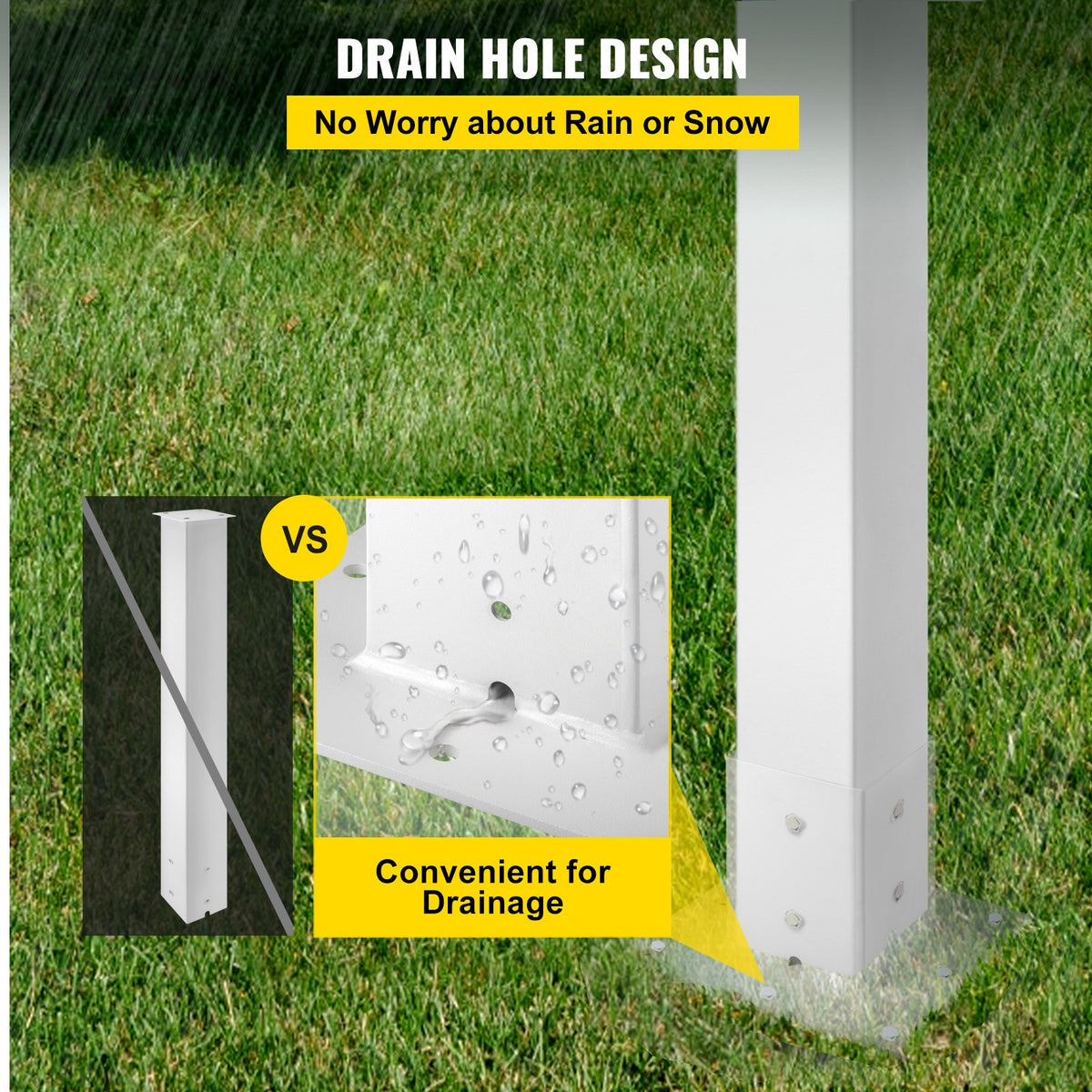 Mailbox Post 43in White Powder-Coated Steel Stand Surface Mount Outdoor