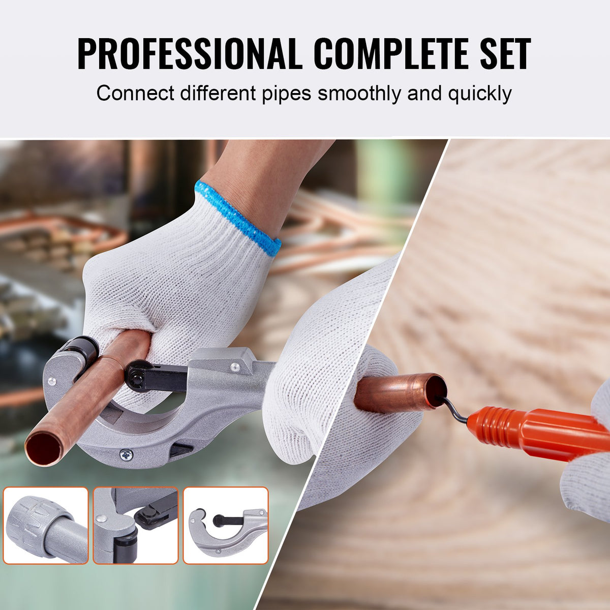 Hydraulic Tube Expander 3/8 to 1-1/8in OD HVAC 7 Heads Deburring Pipe Cutter