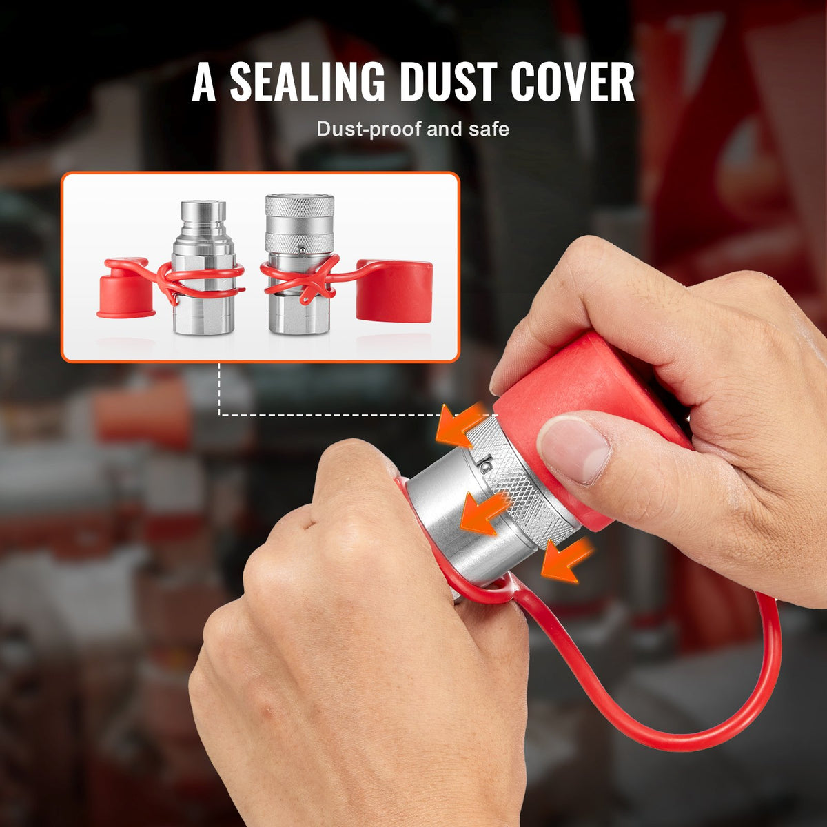 Hydraulic Couplers 1/2 Inch Flat Face NPT Skid Steer Quick Connect Dust Caps