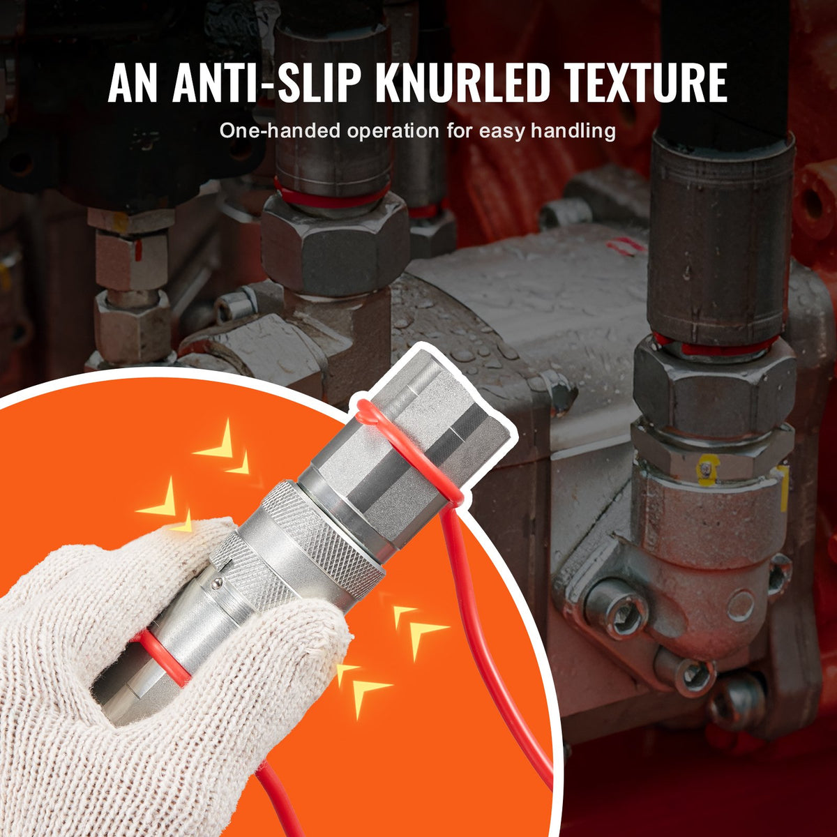 Hydraulic Couplers 1/2 Inch Flat Face NPT Skid Steer Quick Connect Dust Caps