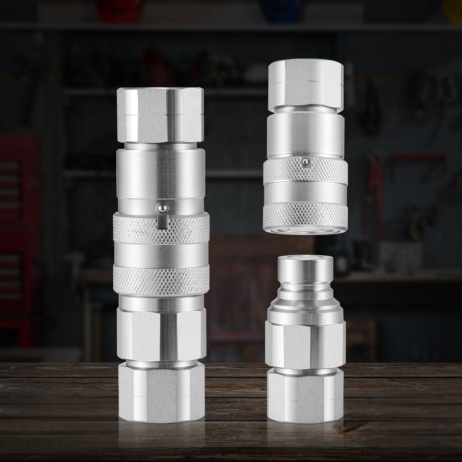 Hydraulic Couplers 1/2 Inch Flat Face NPT Skid Steer Quick Connect Dust Caps