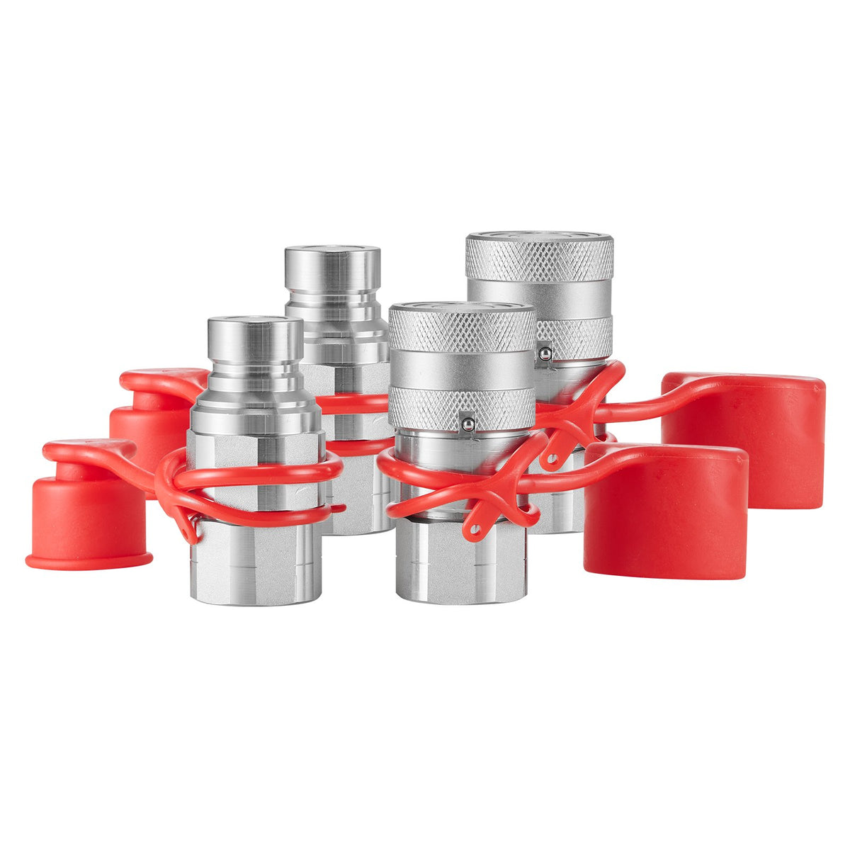 Hydraulic Couplers 1/2 Inch Flat Face NPT Skid Steer Quick Connect Dust Caps