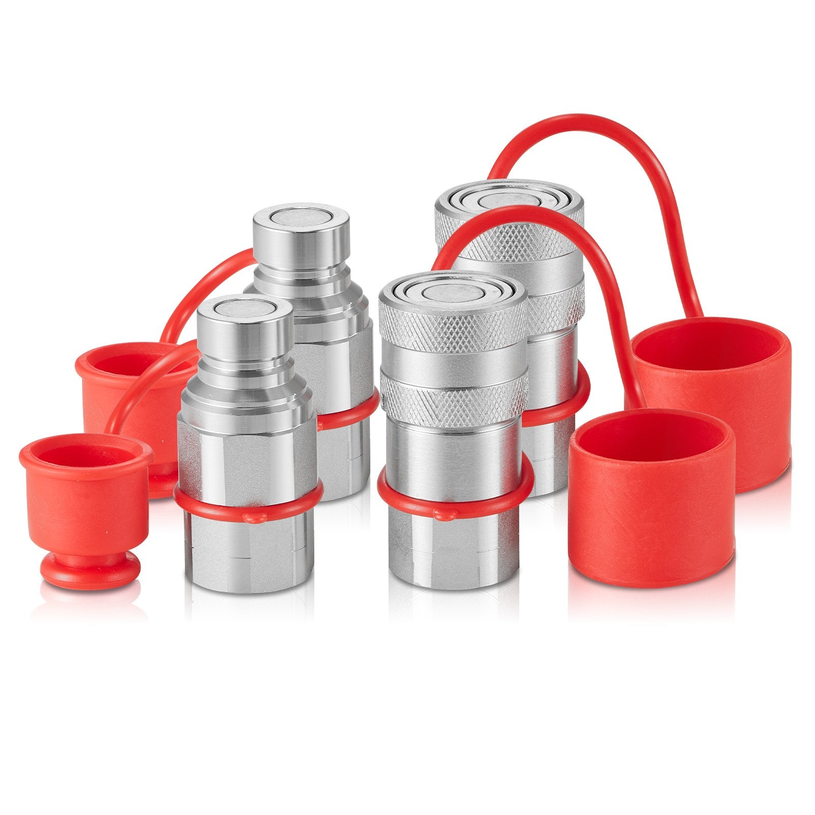Hydraulic Couplers 1/2 Inch Flat Face NPT Skid Steer Quick Connect Dust Caps