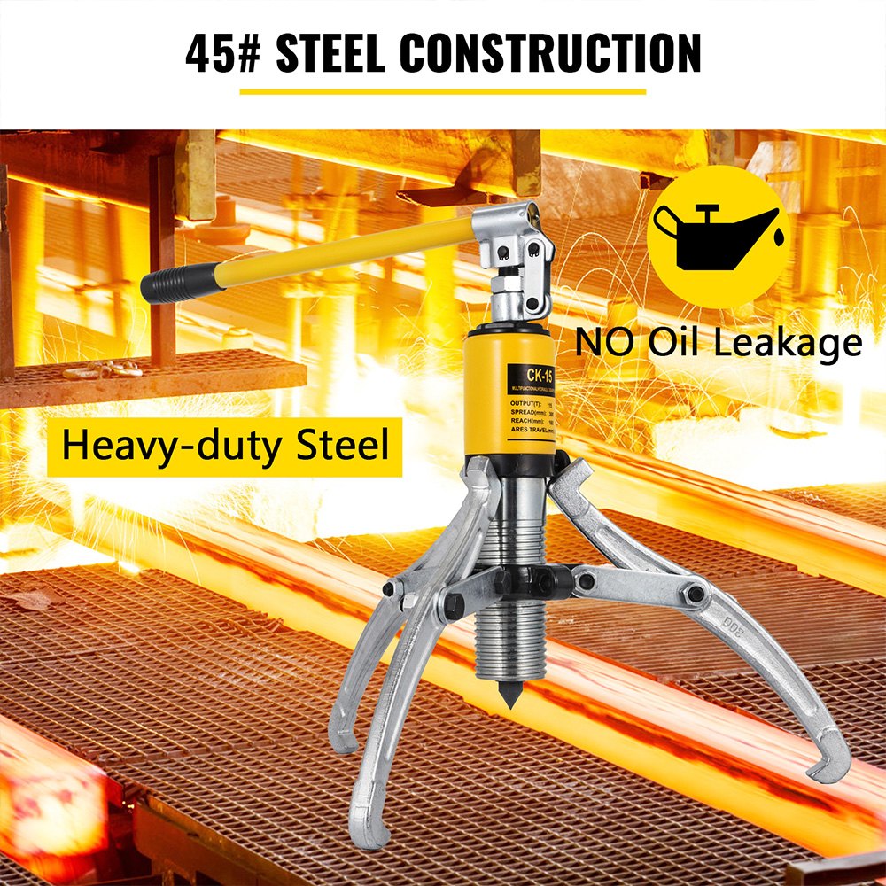 Hydraulic Gear Puller 15 Ton, 2/3 Jaws Bearing Hub Separator 3.9"-11.8"