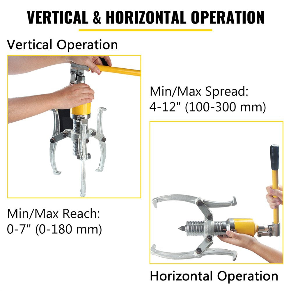 Hydraulic Gear Puller 15 Ton, 2/3 Jaws Bearing Hub Separator 3.9"-11.8"