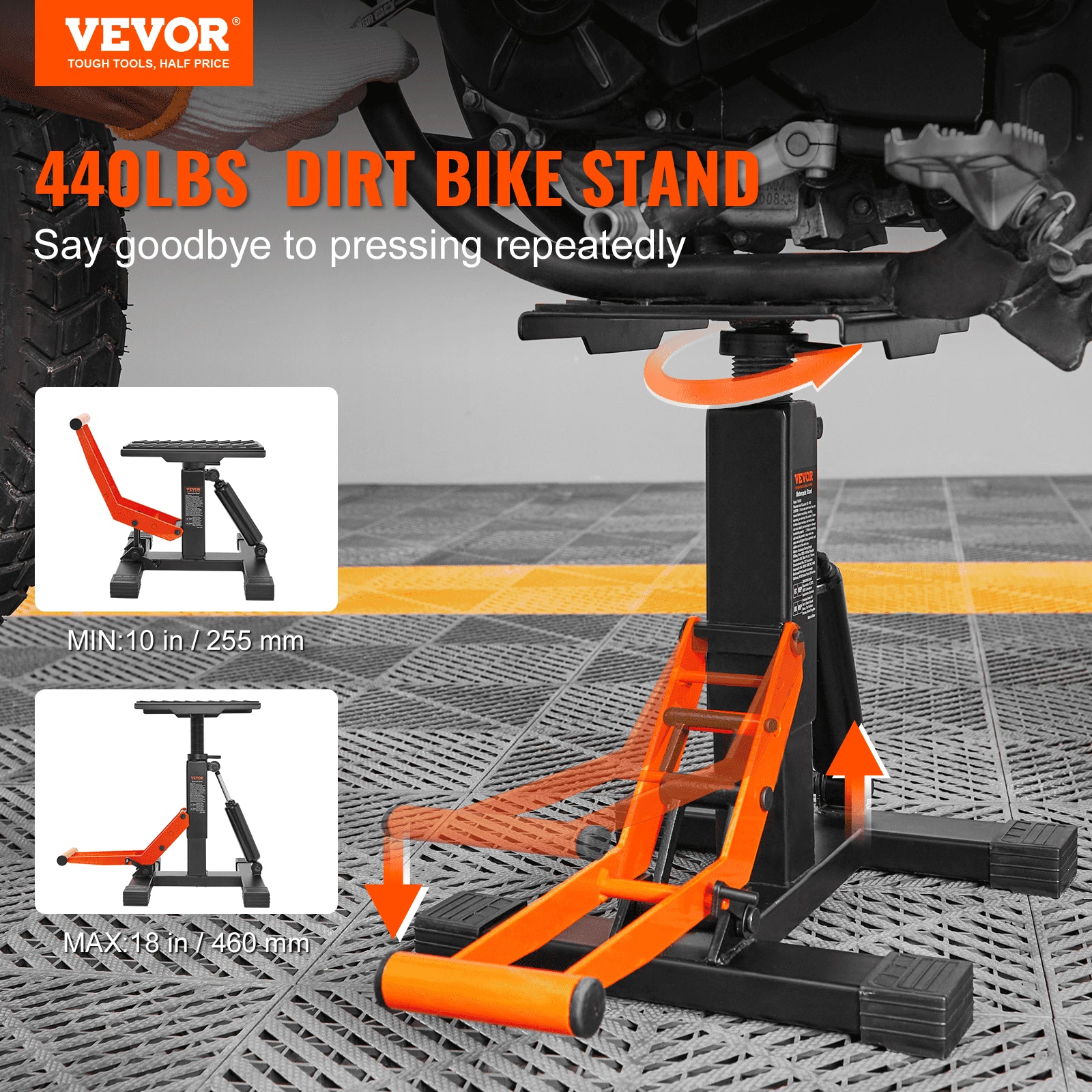 Motorcycle Dirt Bike Lift Stand 440LBS Hydraulic Adjustable Hoist Table