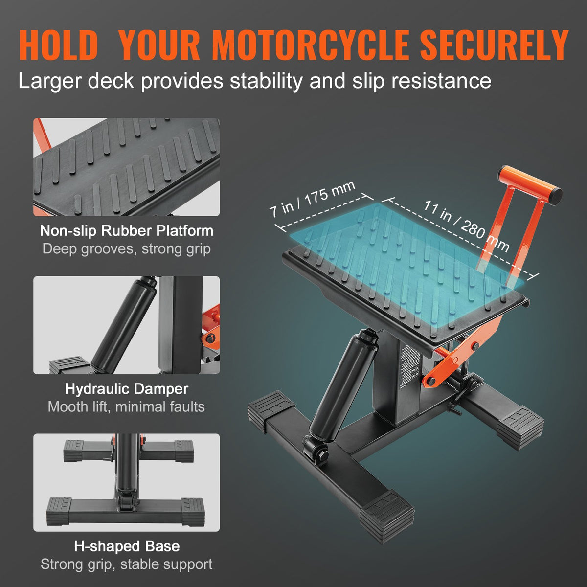 Motorcycle Dirt Bike Lift Stand 440LBS Hydraulic Adjustable Hoist Table