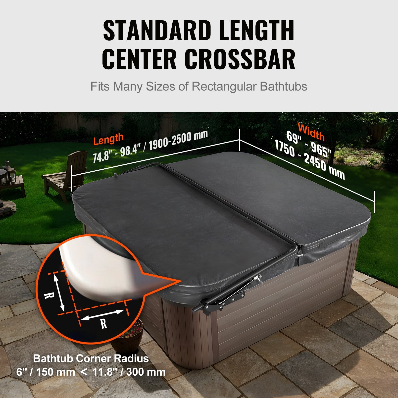 Hydraulic Hot Tub Cover Lift Adjustable 175–254cm Spa Cover Lift
