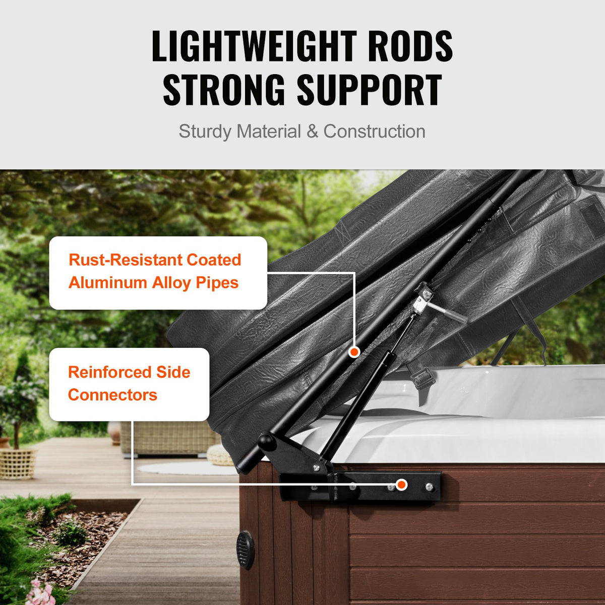 Hydraulic Hot Tub Cover Lift Adjustable 175–254cm Spa Cover Lift