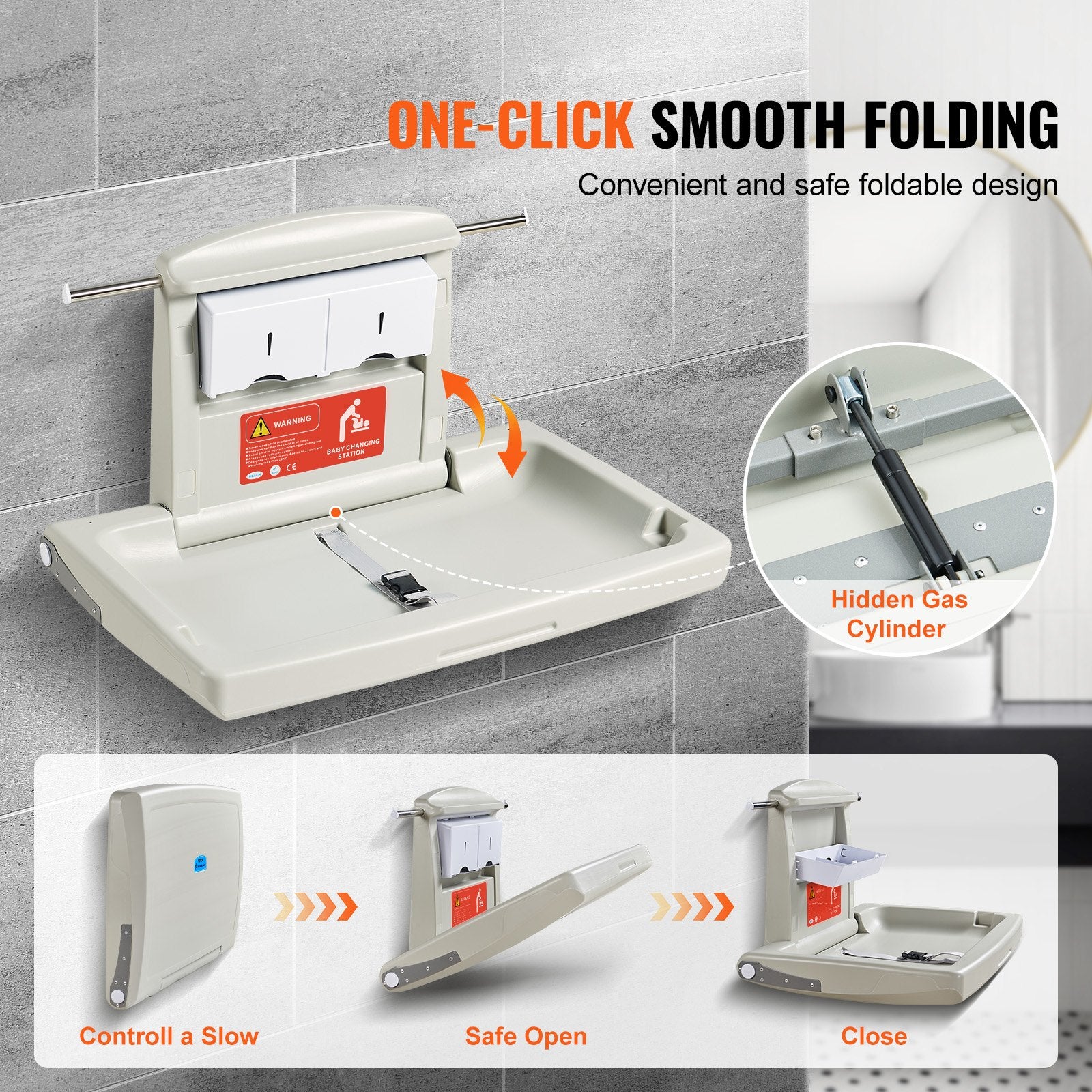 Wall-Mounted Baby Changing Station Horizontal Foldable Diaper Change Table