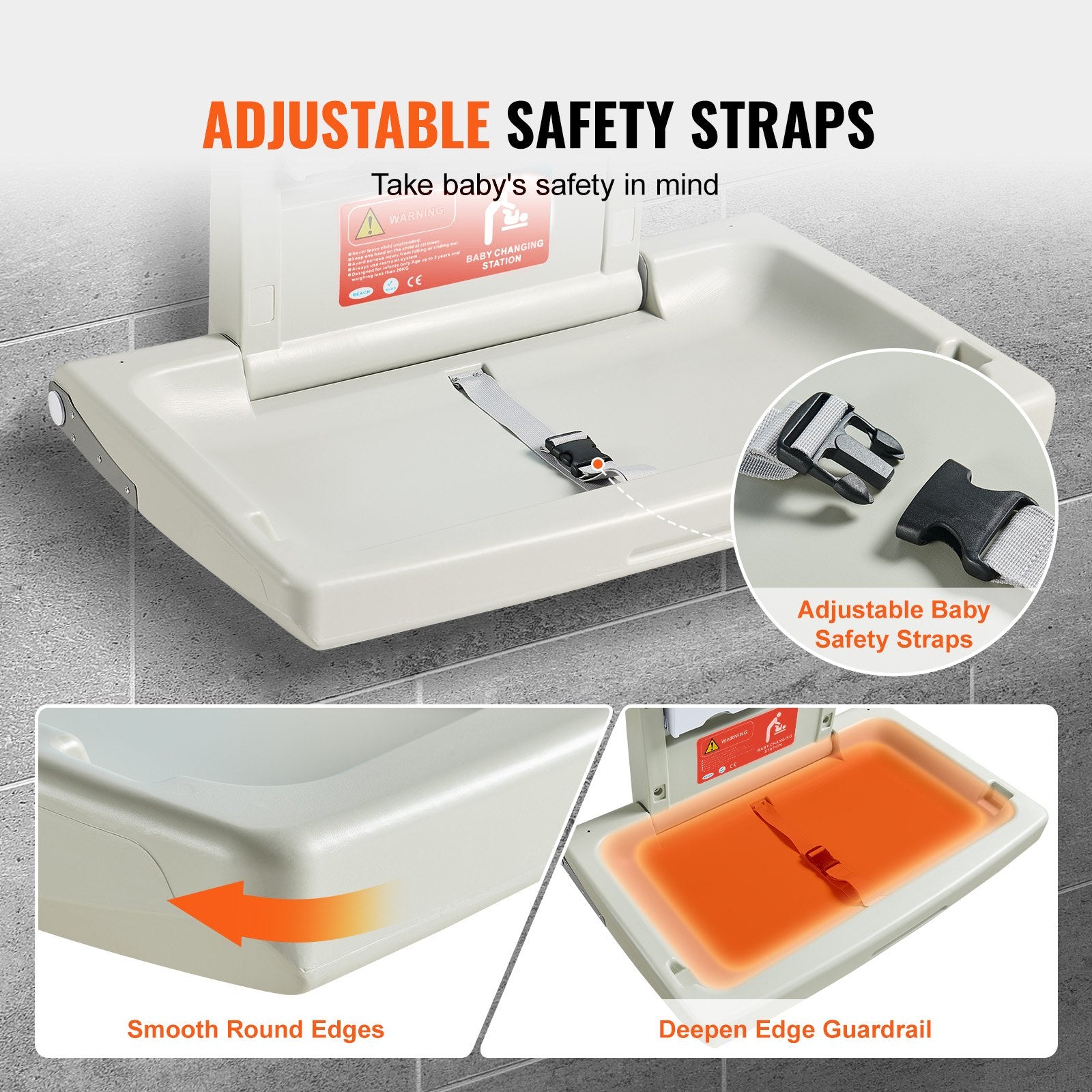 Wall-Mounted Baby Changing Station Horizontal Foldable Diaper Change Table