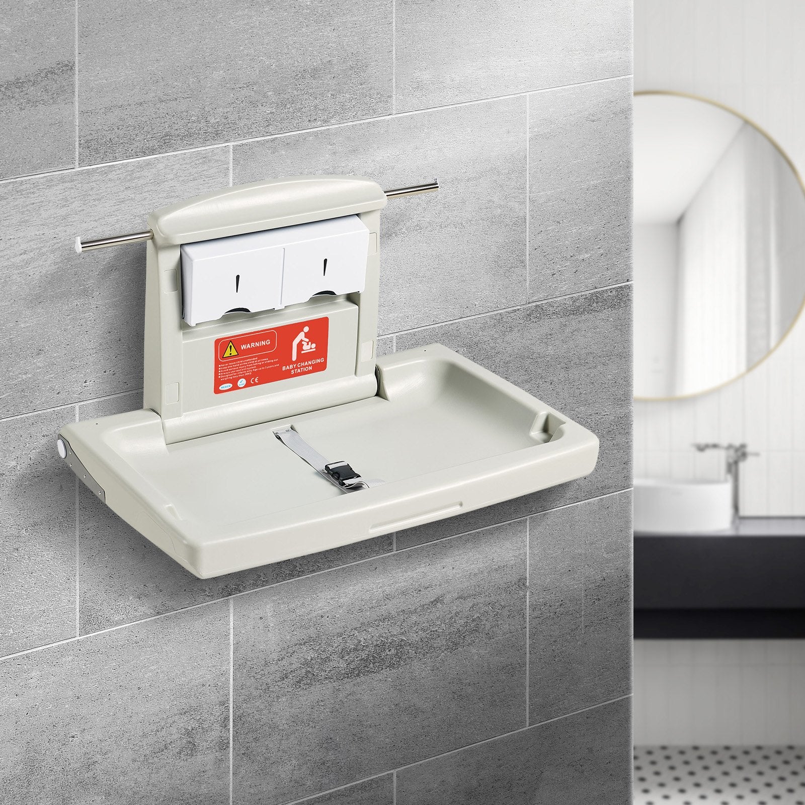 Wall-Mounted Baby Changing Station Horizontal Foldable Diaper Change Table