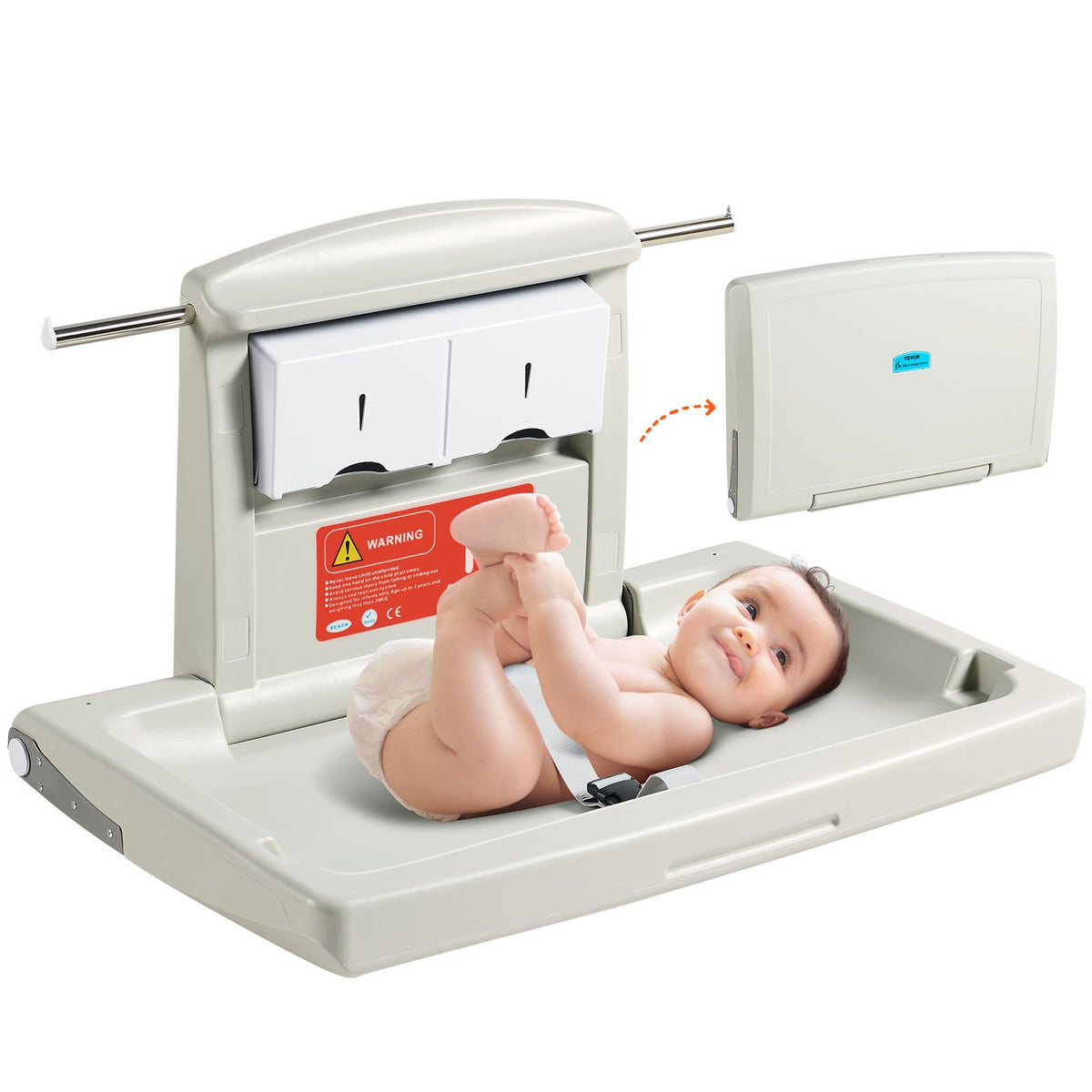 Wall-Mounted Baby Changing Station Horizontal Foldable Diaper Change Table