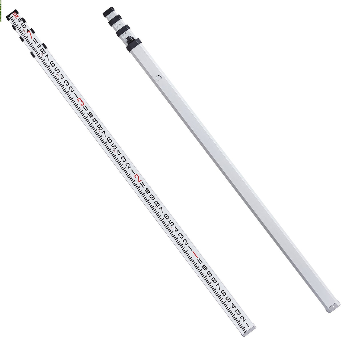 Grade Rod Aluminum 14-Feet 4-Section Telescopic Double-Sided Survey with Level